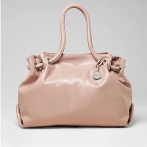 Furla Carmen Medium Leather Satchel Dusty Pink/Nude W/ D-Ring Handles EUC